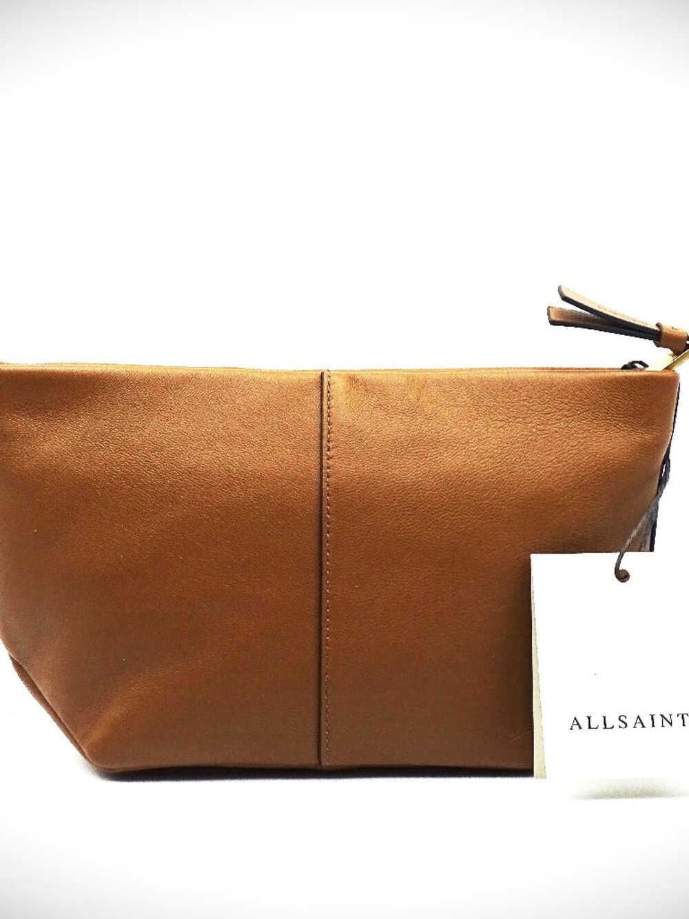 ALLSAINTS Hex Genuine Sepia Brown Color Soft Leather Pouch.\ - Picture 2 of 9